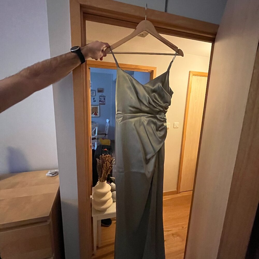 Sage Satin Dress